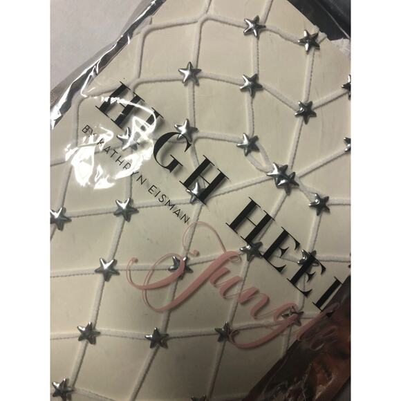 $48 Free People Kathryn Eisman White Star Studded Starstruck Fishnet Tights F689 - Picture 5 of 5